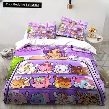 Новый комплект постельного белья с изображением милого мультяшного персонажа Aphmau с крыльями, простыня King Twin, двуспальная кровать, детский комплект постельного белья из микрофибры или полиэстера, пододеяльник 150x200cm 3pcs