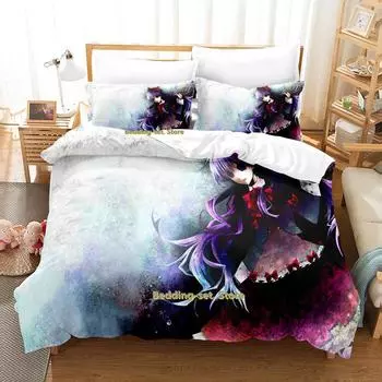 Новый комплект постельного белья Shiki Single Twin Full Queen King Size Bed Set Adult Kids Bedroom Duvetcover Sets Personality Anime Bed Shee AU Single(140x210cm)
