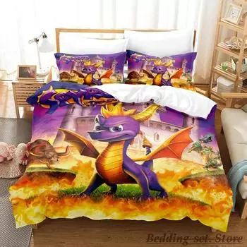 Новый комплект постельного белья Spyro Renited Trilogy Single Twin Full Queen King Size Bed Set Adult Kid Bedroom Duvetcover Sets Anime Gme 70x133cm 2pcs
