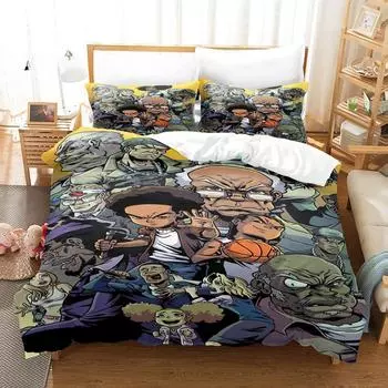 Новый комплект постельного белья The Boondocks Single Twin Full Queen King Size Bed Set Adult Kids Bedroom Duvet Cover Sets 3D Anime Bed Sheet Set EU Twin 135x200cm