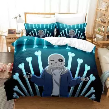 Новый комплект постельного белья Undertale Sans Single Twin Full Queen King Size, комплект постельного белья Aldult Kid Bedroom Duvetcover Sets Anime Bed Sheet Set 70x133cm 2pcs