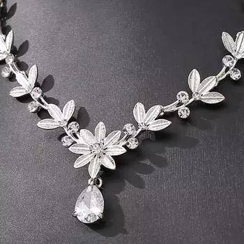 Новый комплект свадебных украшений, аксессуары для свадебного платья, серьги и ожерелье из циркония, комплект из двух предметов