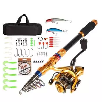Новый комплект удочки из углеродного волокна, телескопическая удочка и катушка, полный комплект для путешествий, рыбалка на лодке в соленой воде и пресной воде 1.8M