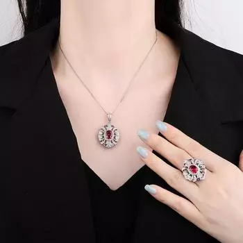 Новый комплект ювелирных изделий из ожерелья и подвески из искусственного камня Параиба с зеленым нано-драгоценным камнем