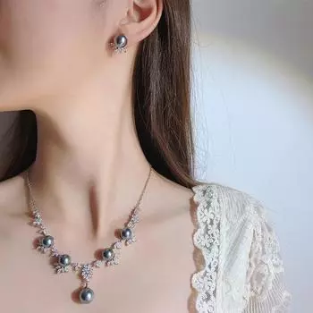 Новый комплект ювелирных изделий из жемчуга, ожерелье, серьги, игла из серебра 925 пробы, роскошь, высокое чувство, ретро, женская мода