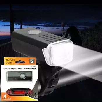 Новый комплект велосипедных фонарей, USB перезаряжаемый уличный велосипедный фонарь, фара для горного велосипеда, предупреждение о ночном беге, задний задний фонарь