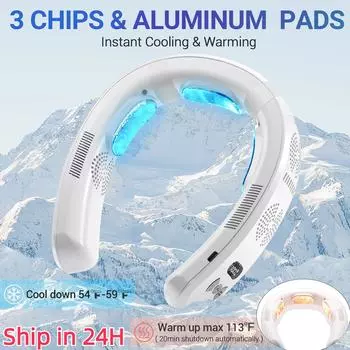 Новый кондиционер для шеи, портативный вентилятор для шеи, полупроводниковое охлаждение, сверхтихие трехъядерные носимые вентиляторы, охлаждение и обогрев, 6000 мАч