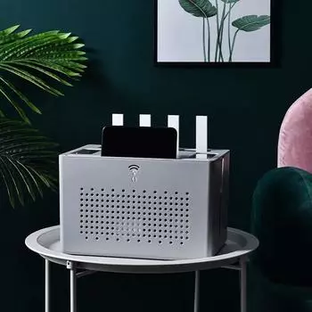 Новый контейнер для хранения маршрутизатора экономит место. Полый контейнер для укладки кабелей. Рассеивание тепла. Съемный контейнер для хранения маршрутизатора с двумя слоями. белый