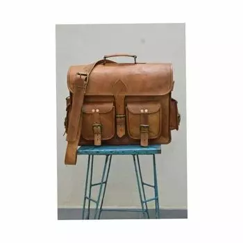 Новый коричневый кожаный портфель для ноутбука, мужская винтажная сумка из натуральной кожи 15 x 11 x 5 in коричневый