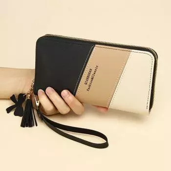 Новый кошелек длинный женский кошелек на молнии женский студенческий цветной универсальный карманный телефон сумка бордовый