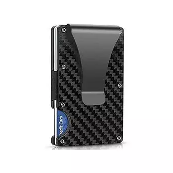 Новый кошелек из углеродного волокна, металлический кошелек, минималистичный кошелек с RFID-блоком, мужской ультратонкий алюминиевый зажим, карманный держатель для кредитных карт для наличных чёрный