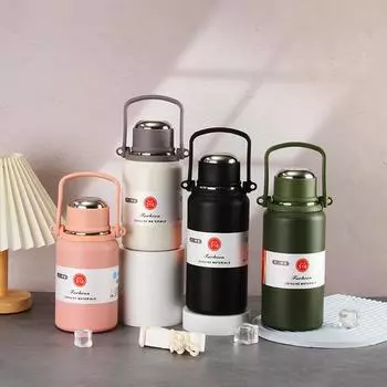 Новый космический горшок большой емкости термос чашка спортивный чайник женская нержавеющая сталь чашка для воды мужская соломенная чашка термопот 900ml