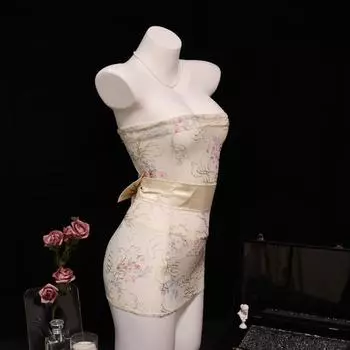 Новый костюм-кимоно с вышивкой и принтом, прозрачный, сексуальный женский, сексуальная униформа с облегающей бедра юбкой One Size [Recommended 80-60kg]