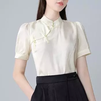 Новый костюм в китайском стиле для женщин, новая легкая роскошная летняя рубашка с короткими рукавами S
