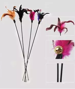 Новый котенок домашняя кошка дразнилка перо индейки интерактивная забавная игрушка проволочная погонялка палочка + колокольчик товары для питомцев игрушки для кошек интерактивные A