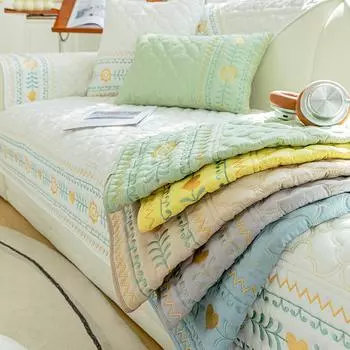 Новый коврик для дивана из мытого хлопка, противоскользящий, высококачественный, диагональный, противоскользящий, чехол для спинки, удобный, пылезащитный, напечатанный, окрашенный, экологически чистый, полотенце для дивана 70x70cm 1pcs