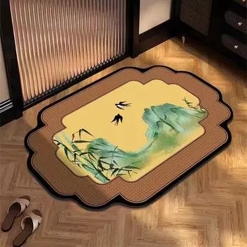 Новый коврик для двери ванной комнаты в китайском стиле, бытовой коврик для душа, всасывающий в дверь, коврик для ног, туалет, быстросохнущий, грязезащитный и нескользящий коврик 30 * 50cm (diatom mud)
