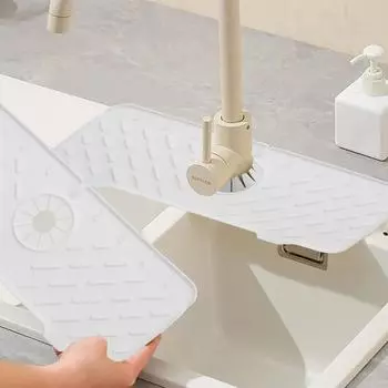 Новый коврик для кухонной раковины, силиконовый дренажный коврик, поддон для раковины, защита для раковины, защитный коврик для кухонной раковины и ванной комнаты One Size белый