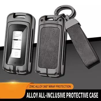 Новый кожаный чехол для автомобильного ключа из цинкового сплава для Mitsubishi Outlander ASX LANCER Pajero Sport Eclipse, сумка для автомобильного ключа без ключа серый