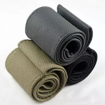 Новый кожаный чехол на руль автомобиля своими руками с иглами и нитками, 3 цвета на выбор чёрный