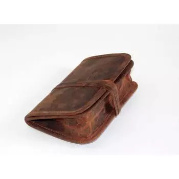 Новый кожаный чехол-обертка – сумка для канцелярских принадлежностей, косметики или лекарств ручной работы с застежкой-ремешком – компактный аксессуар, соответствующий принципам справедливой торговли