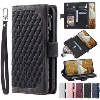 Новый кожаный чехол с отделениями для карт-кошельков на молнии для Samsung S23 S22 S21 S20 Ultra Plus A14 A13 A53 A54/iPhone 15 14 13 12 11 Pro Max XR XS Max Redmi iPhone 6/6S белый