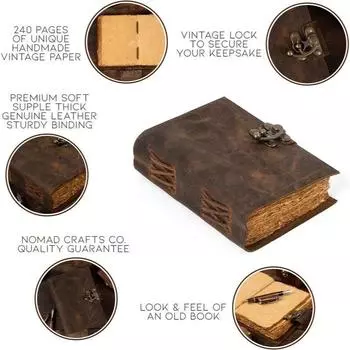 Новый кожаный ежедневник ручной работы, персонализированный блокнот, винтажный дневник, подарок для писателей, личный подарок, художественный альбом для рисования 8 x 6 in коричневый