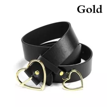 Новый кожаный ремень с пряжкой в виде сердца, регулируемые модные поясные ремни в стиле панк золотой