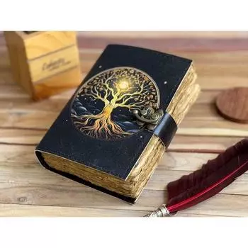 Новый кожаный журнал Древо жизни - Блокноты из натуральной кожи для женщин - Красивый журнал Для зарисовок Книга для путешествий 7 x 5 in