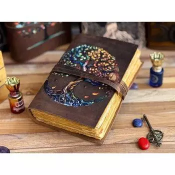 Новый кожаный Журнал Древо Жизни - Кожа Для Женщин - Красивый Журнал Для зарисовок Книга для путешествий Пустая Книга Заклинаний 7 x 5 in