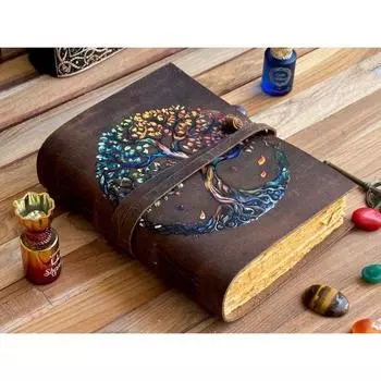 Новый кожаный Журнал Древо Жизни - Кожа Для Женщин - Красивый Журнал Для зарисовок Книга для путешествий Пустая Книга Заклинаний 7 x 5 in