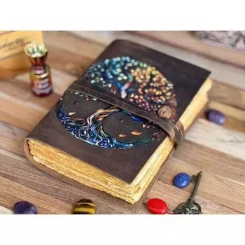 Новый кожаный Журнал Древо Жизни - Кожа Для Женщин - Красивый Журнал Для зарисовок Книга для путешествий Пустая Книга Заклинаний 7 x 5 in