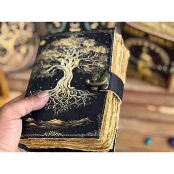 Новый кожаный Журнал Древо Жизни - Кожаные Блокноты Для Женщин - Красивый Журнал Для Зарисовок Книга Пустая Книга Заклинаний 7 x 5 in