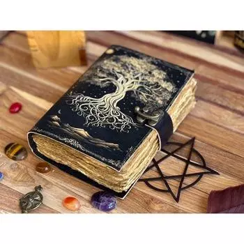 Новый кожаный Журнал Древо Жизни - Кожаные Блокноты Для Женщин - Красивый Журнал Для Зарисовок Книга Пустая Книга Заклинаний 7 x 5 in