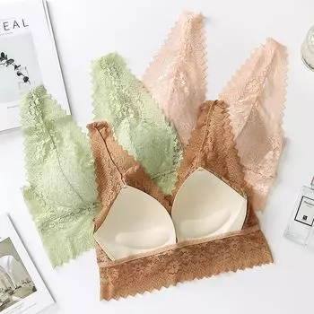 Новый красивый удобный удобный бюстгальтер без стальных колец, кружевной съемный бюстгальтер с ватной подушечкой One size fits all