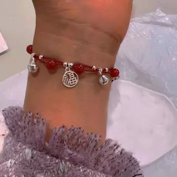 Новый красный браслет-подвеска Fuzi из бисера, модный ручной веревки, праздничный подарок для женщин и девочек