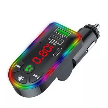 Новый красочный автомобильный FM-передатчик USB + Type-C 5V 3.1A FM-передатчик Bluetooth 5.0 Автомобильный MP3-плеер Беспроводной автомобильный комплект громкой связи U Disk/TF Музыкальный плеер чёрный