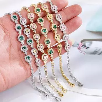 Новый красочный турмалиновый браслет принцессы с цирконием, женские модные аксессуары для рук