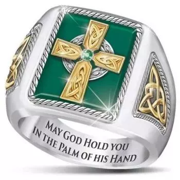 Новый креативный дизайн, кельтский крест викингов, зеленый крест Одина, кольцо с узором в виде Бога, ювелирные изделия US 7