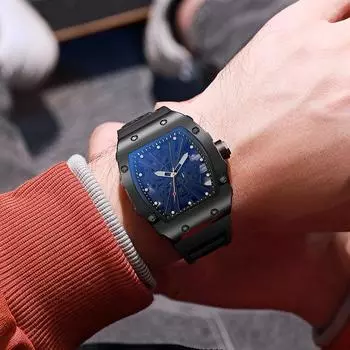Новый креативный дизайн, мужские кварцевые наручные часы, модные брендовые часы для мужчин, лучшие подарки, часы для мужа, семьи, друга синий