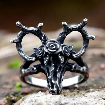 Новый креативный дизайн, винтажное модное кольцо с рогатым оленем в стиле панк для мужчин, ювелирные изделия 7
