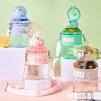 Новый креативный пластиковый стакан для воды для студентов, стаканчик с трубочкой, симпатичный силиконовый чайник для общежития, устойчивый к ожогам 800ml