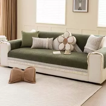 Новый кремовый стиль светлый роскошный шенилл диванная подушка всесезонный противоскользящий диванный чехол на подушку сиденья тканевое полотенце 70*70cm