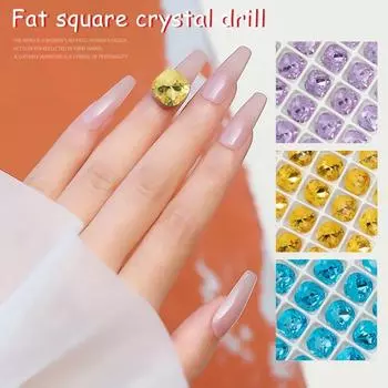 Новый кристалл и бриллиант для украшения ногтей 12 мм Super Flash Fat Baguette Glass Stone K11 Модные блестящие 3D аксессуары для ногтей «сделай сам»