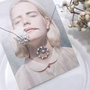 Новый круглый кулон с подвеской из стерлингового серебра 925 пробы с лунным камнем, корейское ожерелье для девушек и женщин, ювелирные изделия для свадьбы Dz594