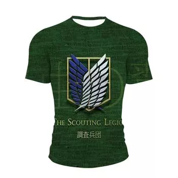 Новый крутой дизайн, футболка с рисунком крыльев для мужчин, летние красивые модные мужские футболки с 3D принтом Shingeki No Kyojin, футболки с графикой XL