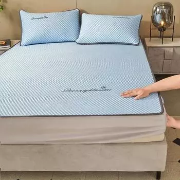 Новый крутой коврик из шелковых бобов класса А, 2 шт./3 шт. простыня и простынь на подкладке, можно стирать в машине, летний мягкий коврик 120x200cm 2pcs