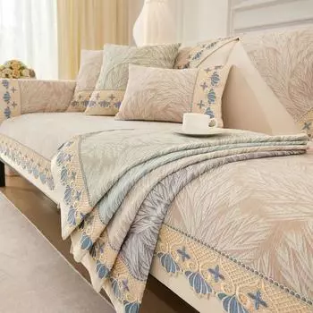 Новый кружевной чехол для дивана из шенилла, жаккардовые нескользящие чехлы для дивана для гостиной, современные универсальные однотонные чехлы для дивана Four Seasons 30x50cm pillowcase зелёный