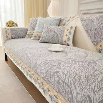 Новый кружевной чехол для дивана из шенилла, жаккардовые нескользящие чехлы для дивана для гостиной, современные универсальные однотонные чехлы для дивана Four Seasons 70x70cm 1pcs