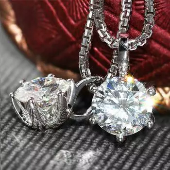 Новый кулон из одного кристалла с кубическим цирконием, ожерелье с коробкой-цепочкой, нежные аксессуары для женщин, подарок на вечеринку, эффектные ювелирные изделия 45cm